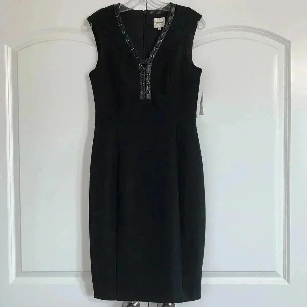 Ashley Graham Beyond Faux Leather Lace Up Dress​​​